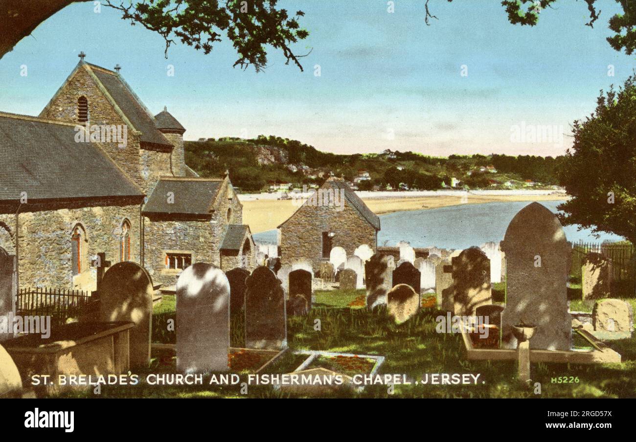 St Brelade's Church and Fisherman's Chapel, Jersey, Channel Islands. Stock Photo