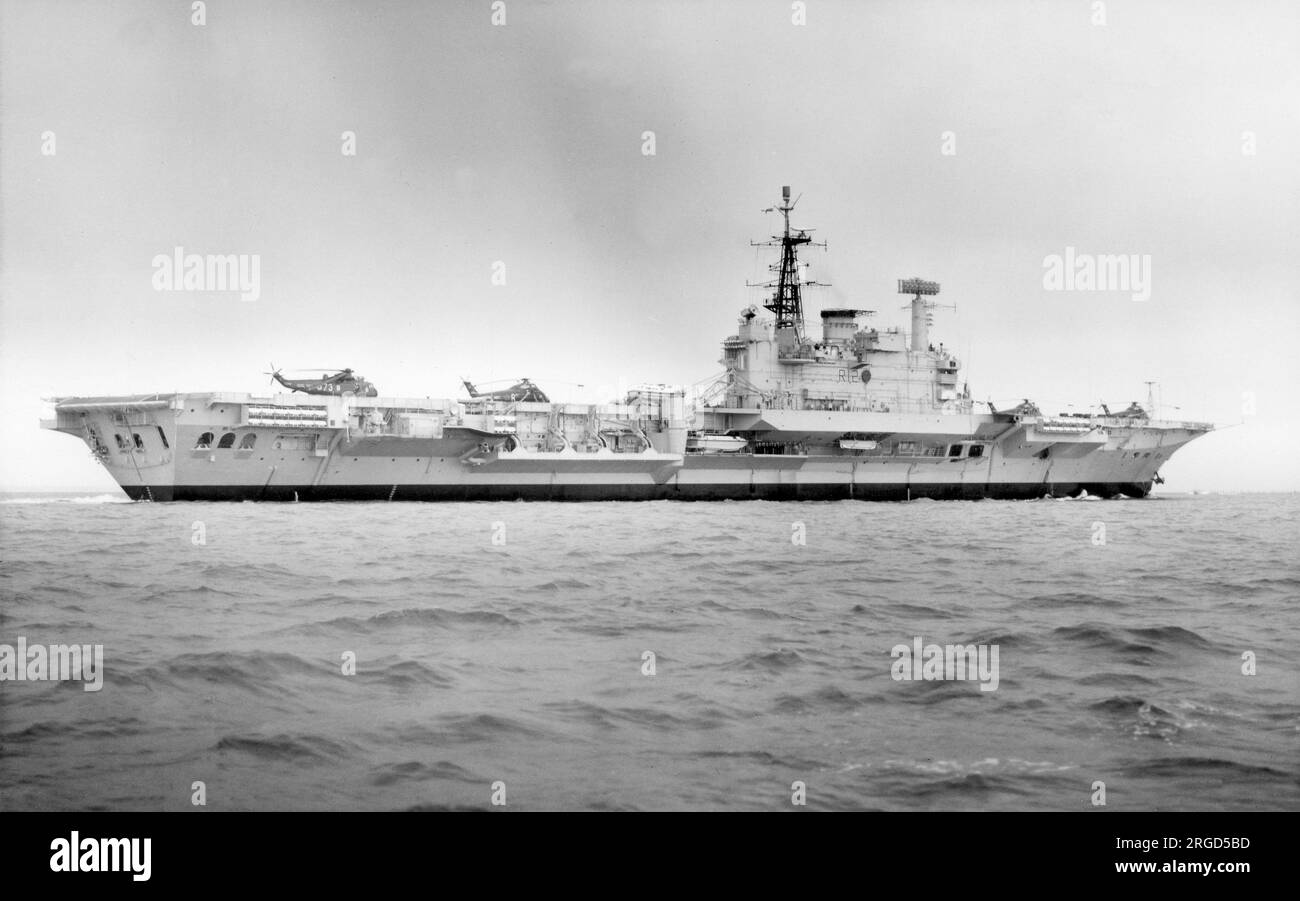 Royal Navy HMS Hermes R12, a Centaurclass helicopter assault ship