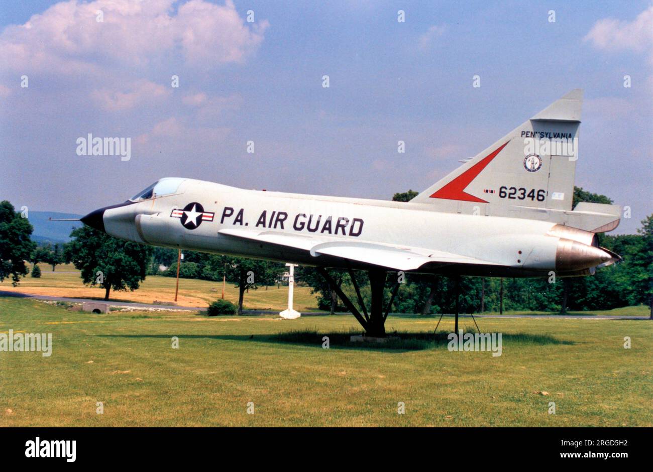 Convair TF-102A Delta Dagger 56-2346 (msn 8-12-78), mounted on a plinth at the Pennsylvania National Guard Military Museum, Annville, PA 17003, United States. Stock Photo