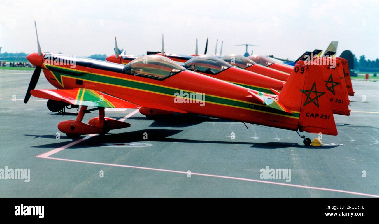 Royal Moroccan Air Force - Mudry CAP 231 CN-ABL (msn 09), of the Marche Verte aerobatic team, at the Mildenhall Air Fete, on 25 May 1996. Stock Photo