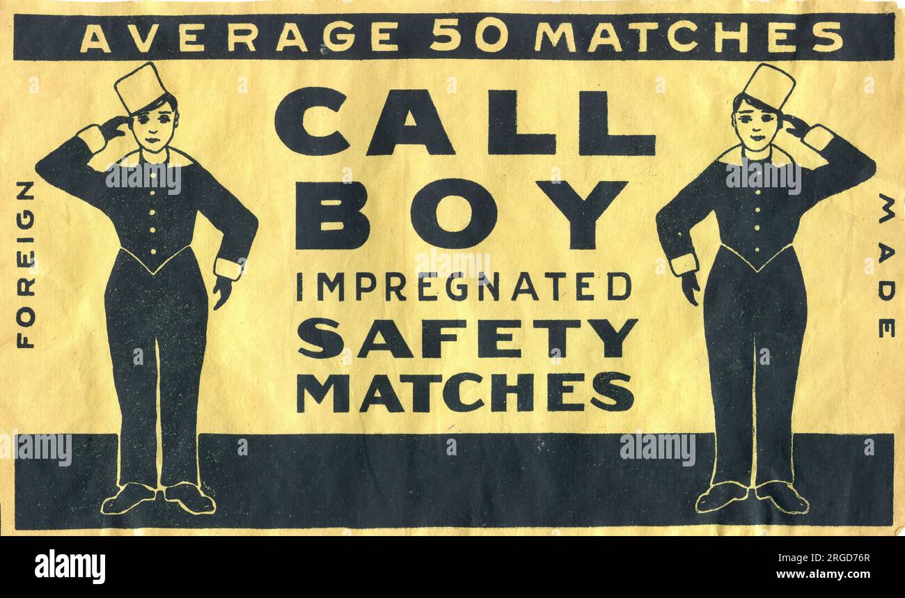 Call Boy Impregnated Safety Matches, average 50 matches Stock Photo