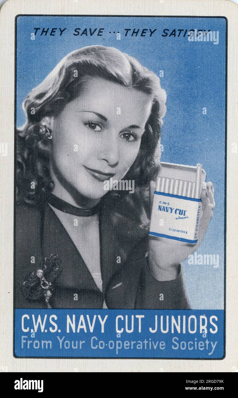 Advert, CWS Navy Cut Juniors cigarettes - they save ... they satisfy Stock Photo