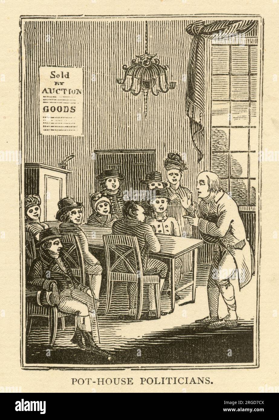Pot-House Politicians - early woodcut print Stock Photo