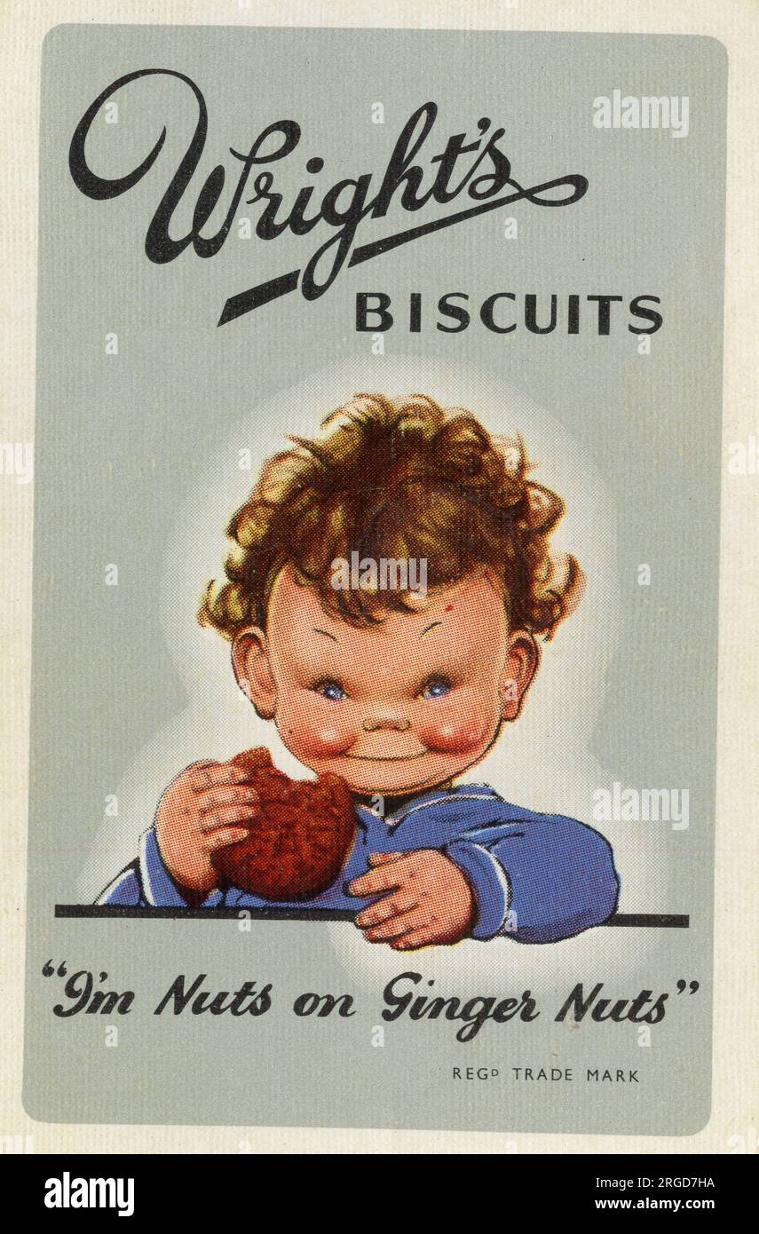 Wright's Biscuits drawn by Mabel Lucie Attwell - advertising playing card back Stock Photo