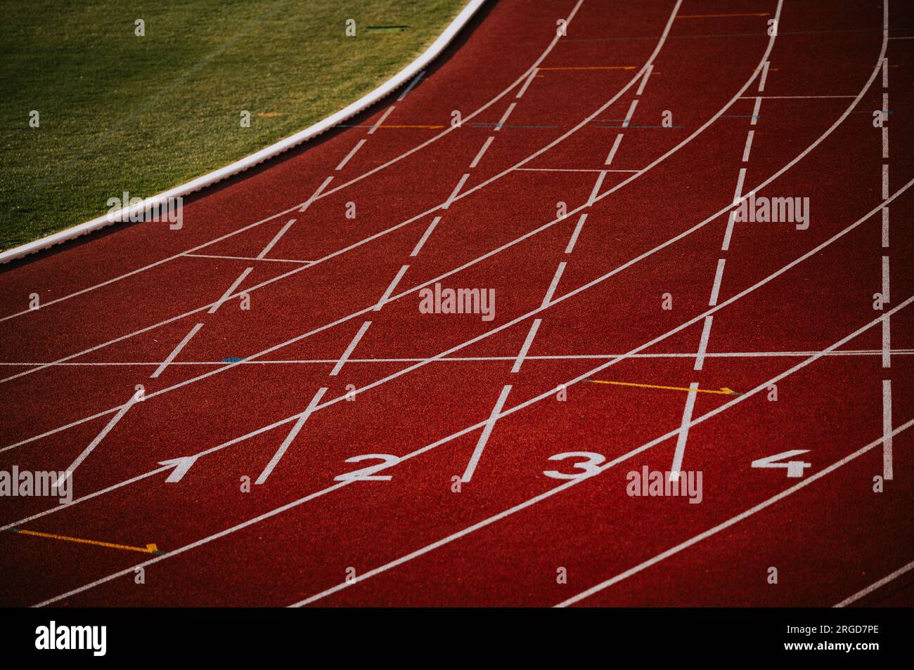 Captivating Red Track with Crisp White Lines and Numbers Creates an
