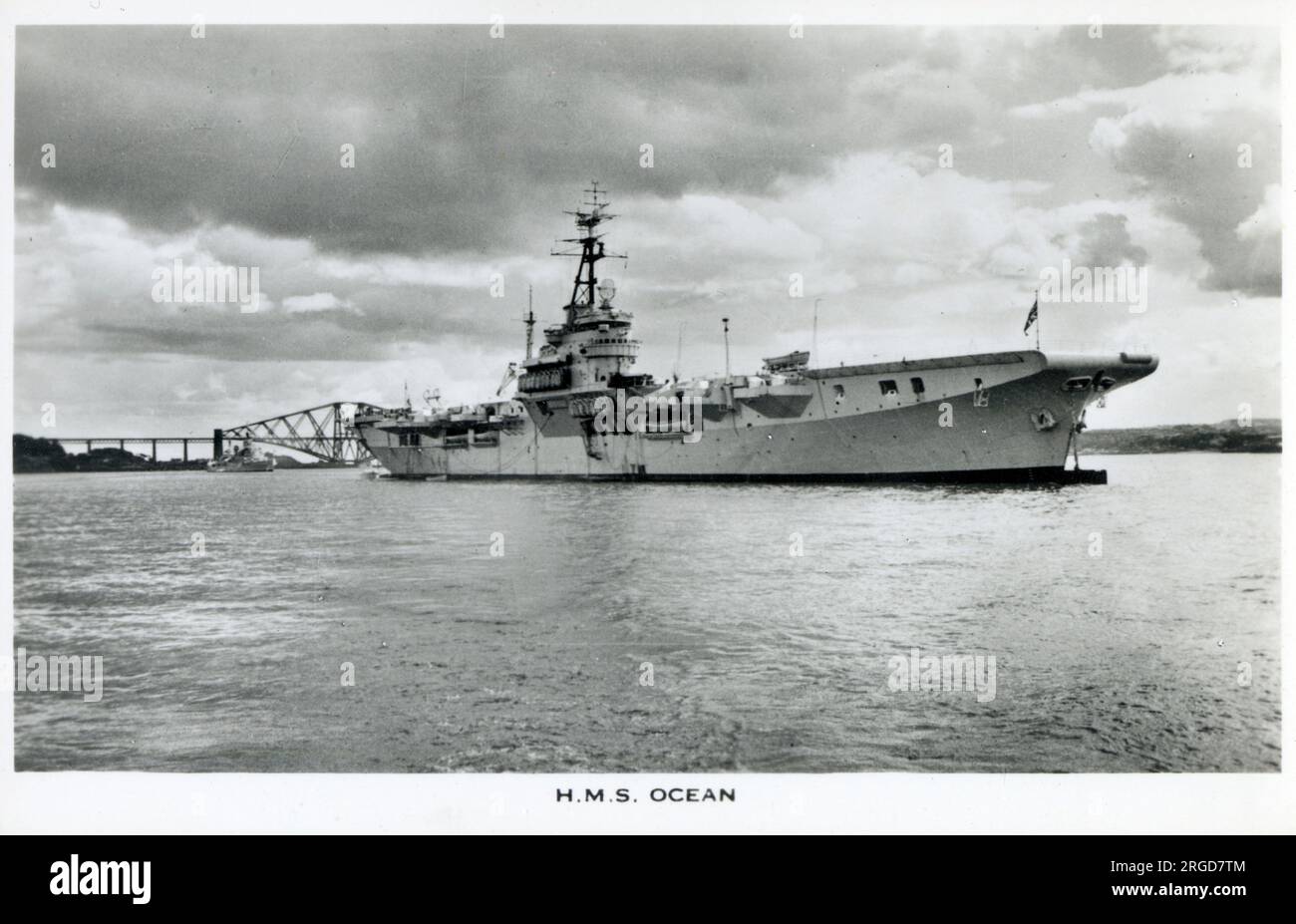 H.M.S. Ocean - Colossus Class light fleet aircraft carrier - commissioned in 1945 - built in Glasgow by Alexander Stephen & Sons. Stock Photo