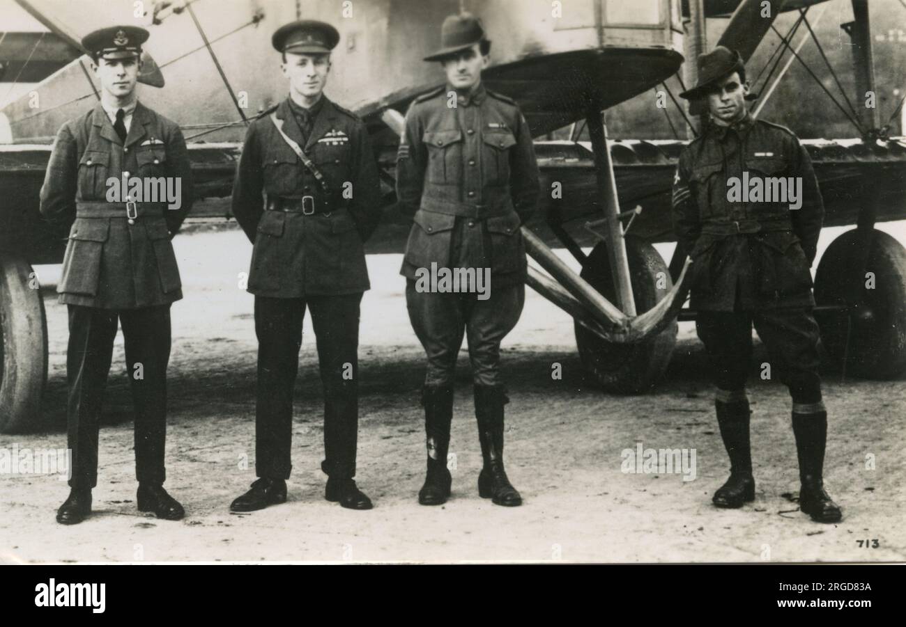 Sir Keith Smith, Sir Ross Smith, Sgt J M Bennett, Sgt W H Shiers first flight England to Australia, November - December 1919 in a Vickers biplane Stock Photo