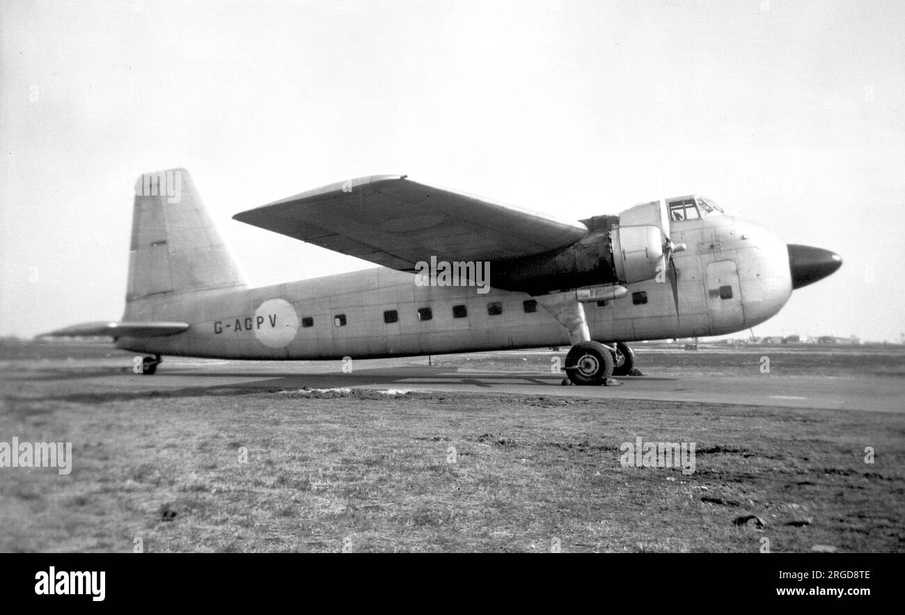 Bristol 170 Freighter Mk.31 G-AGPV (msn 12370, ex VR380), the prototype Freighter / Wayfarer, after disposal by the Telecommunications Research Establishment at Defford, where it had been used for various electronic equipment trials. Stock Photo