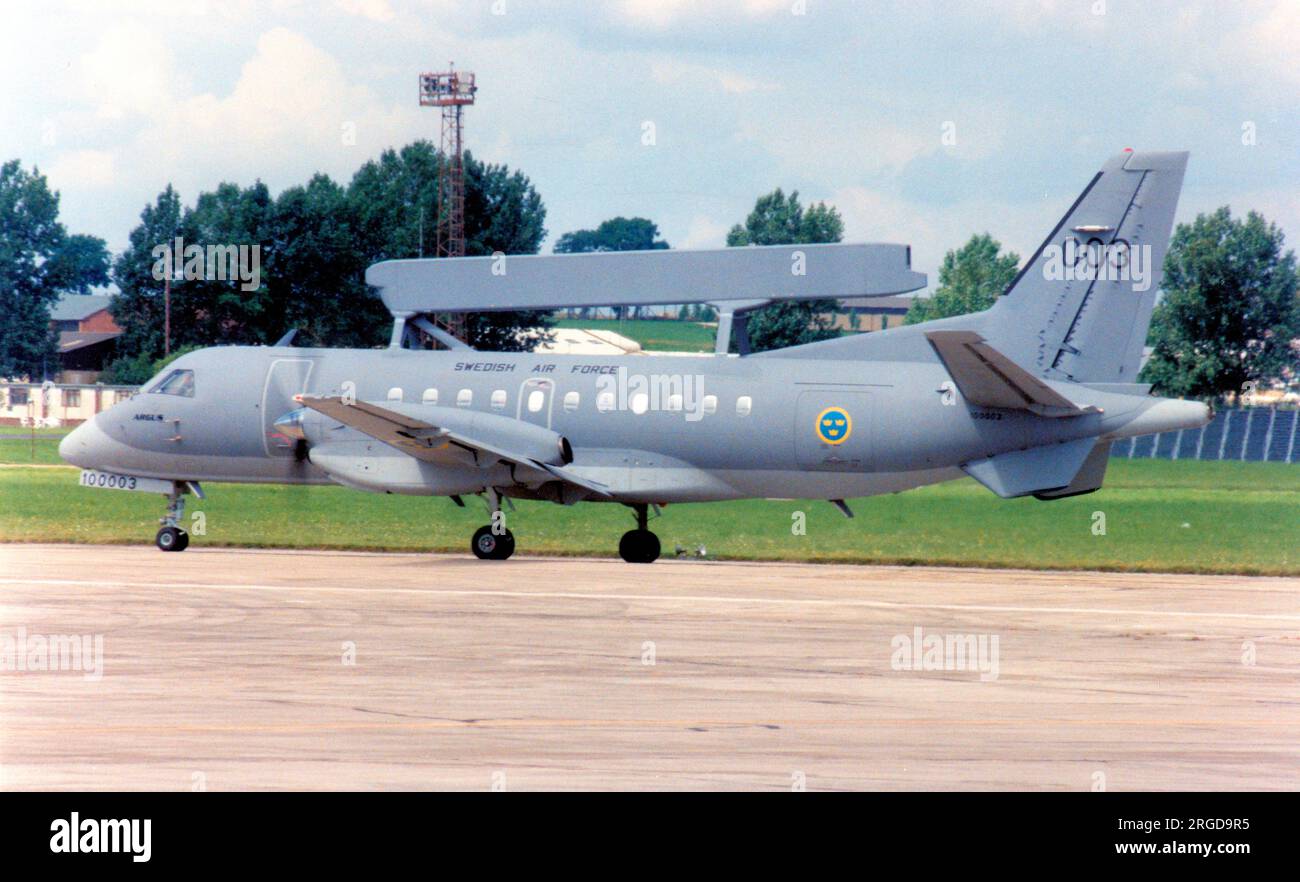 Flygvapnet - SAAB S100B Argus 100003 / 003 (msn 340-379 340AEW), at RAF Fairford on 25 July1998 for the Royal International Air Tattoo. (Flygvapnet - Swedish Air Force) Stock Photo