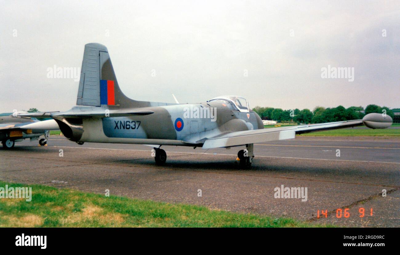 Hunting Jet Provost T.3 G-BKOU / XN637 (msn PAC/W/13901), of the Vintage Aircraft Team, on 14 June 1991. Stock Photo