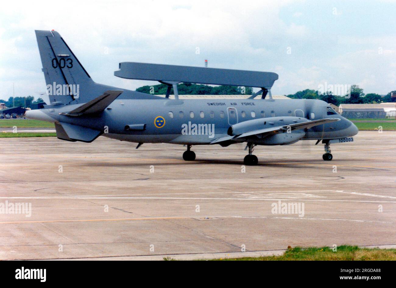 Flygvapnet - SAAB S100B Argus 100003 / 003 (msn 340-379 340AEW), at RAF Fairford on 25 July1998 for the Royal International Air Tattoo. (Flygvapnet - Swedish Air Force) Stock Photo