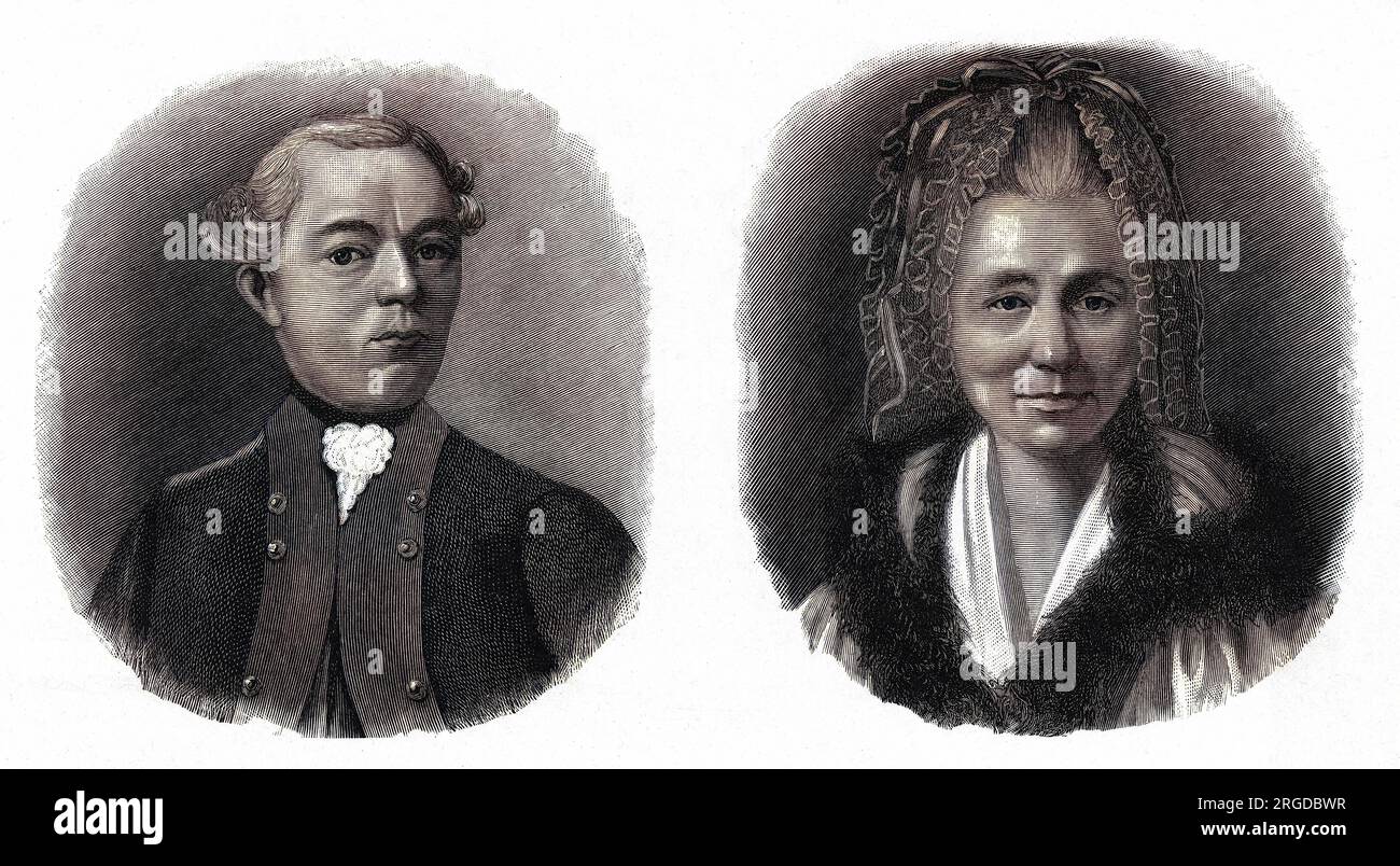 Schiller's parents, Johann Caspar (1733 - 1796) and Elisabeth Dorothea Kodweiss (1732 - 1802) Stock Photo