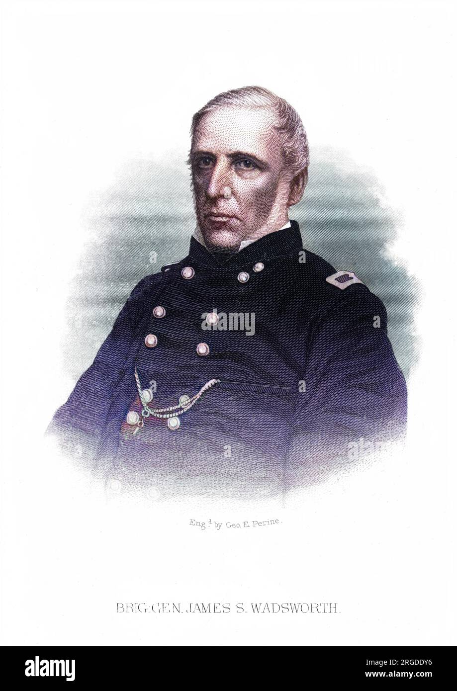 Brigadier=general JAMES SAMUEL WADSWORTH American soldier in the Union army, distinguished himself at Gettysburg but died of wounds sustained in the Wilderness. Stock Photo