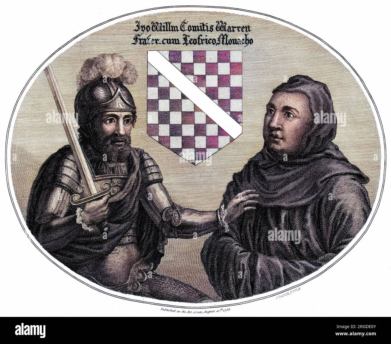 JOHN WILLIAM earl of WARENNE and his brother LEOFRIC, a monk Stock Photo