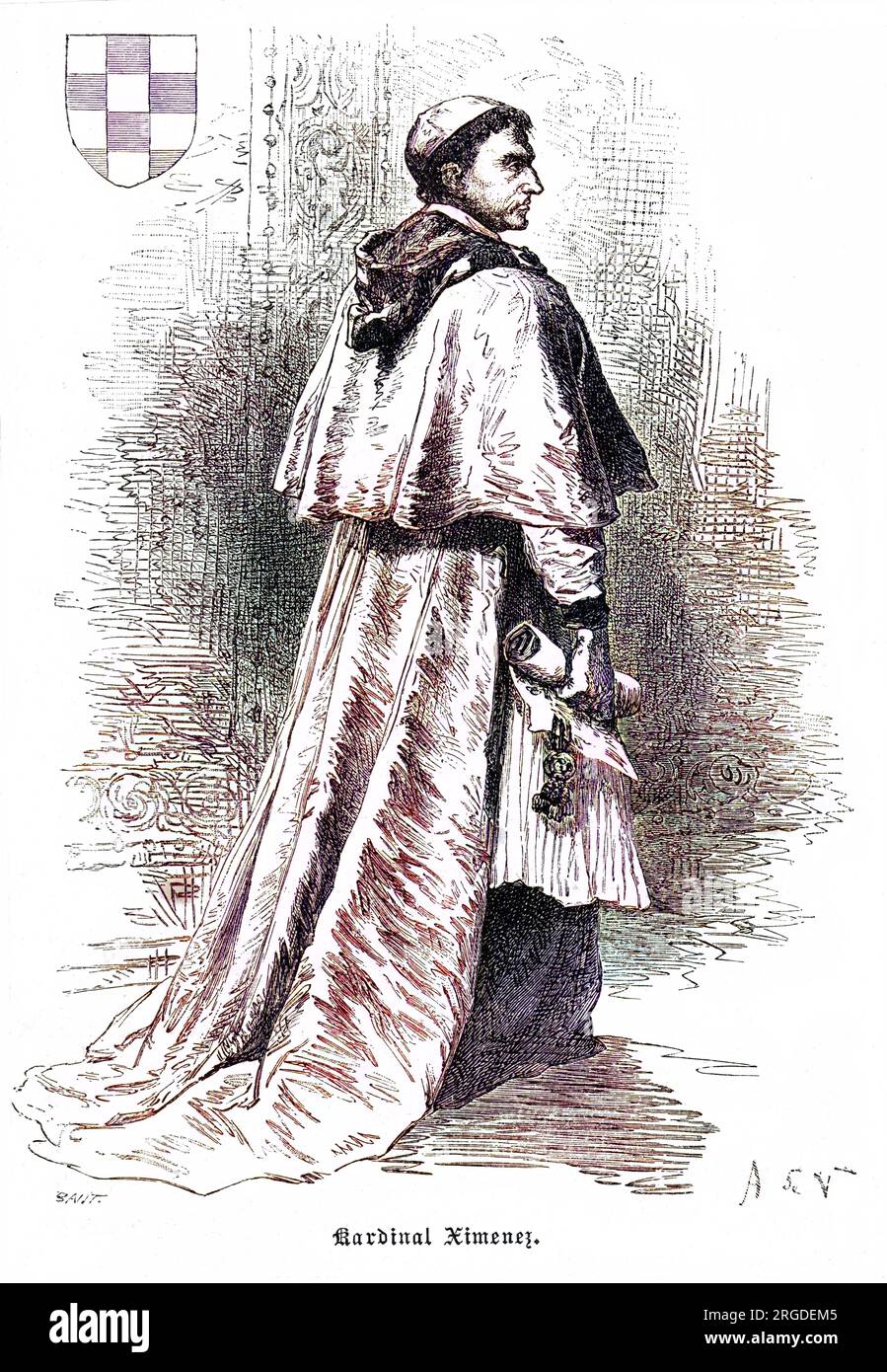 Cardinal FRANCISCO JIMENEZ (or Ximenes) de CISNEROS (1436 - 1517), Spanish churchman, renowned for his work on behalf of the Inquisition. Stock Photo