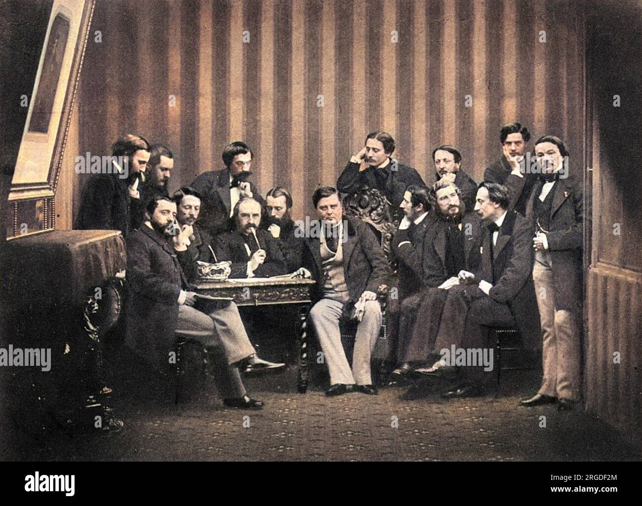 ALEXANDRE comte WALEWSKI (1810 - 1868), Polish-French statesman, ministre des affaires etrangeres, photographed with his staff. Stock Photo