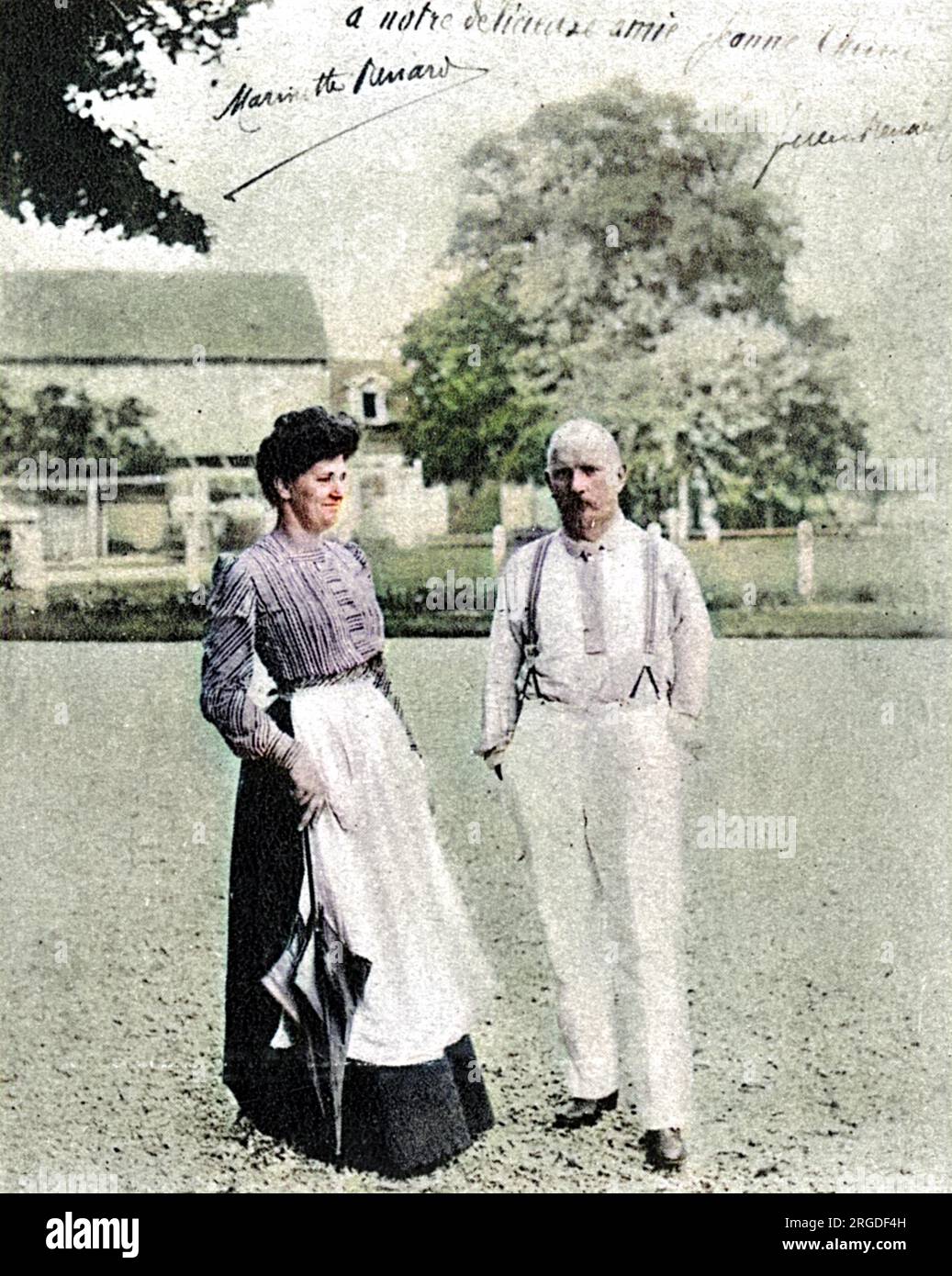 JULES RENARD French writer, author of 'Poil de carotte' and 'Histoires naturelles', with his wife in 1900. Stock Photo