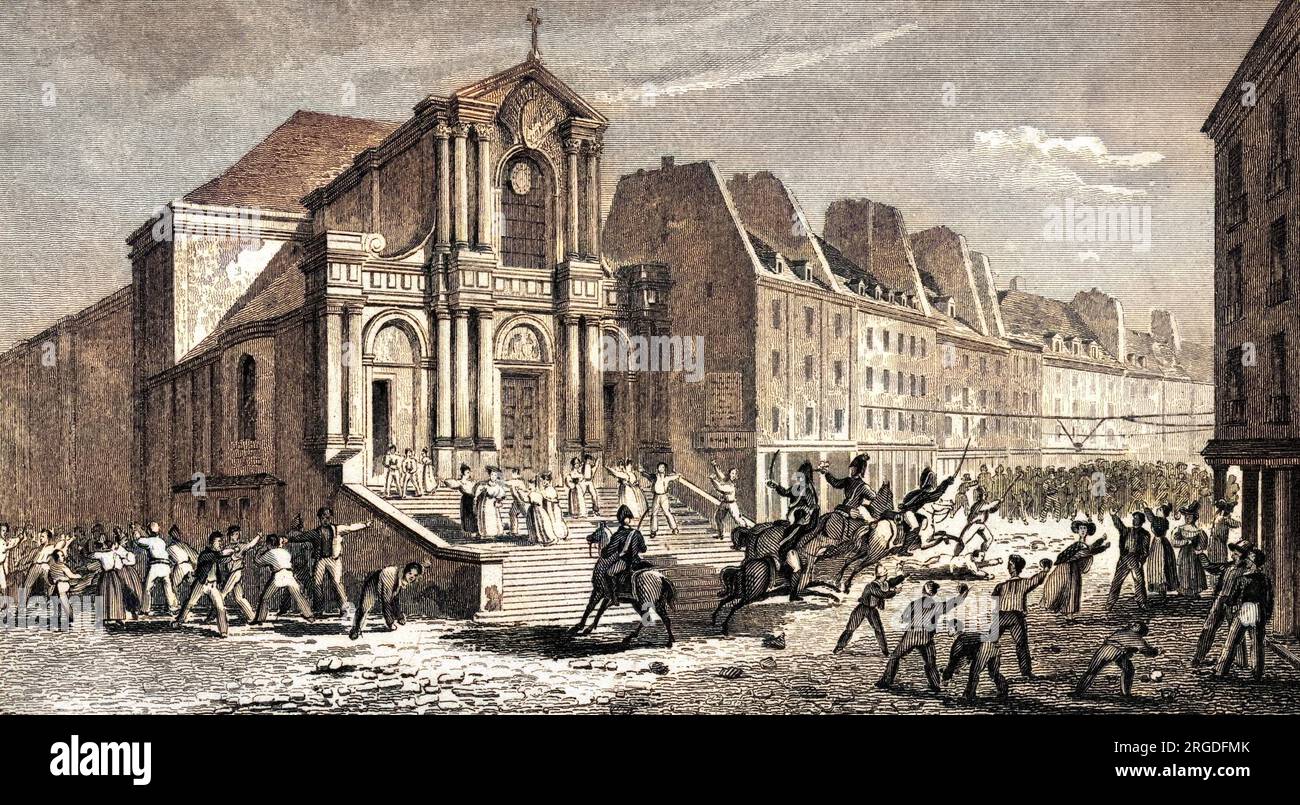 Fighting at the eglise Saint- Roch. Stock Photo