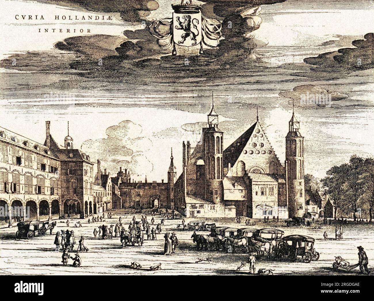 Het Binnenhof te 's-Gravenhaage in the 17th century. Stock Photo