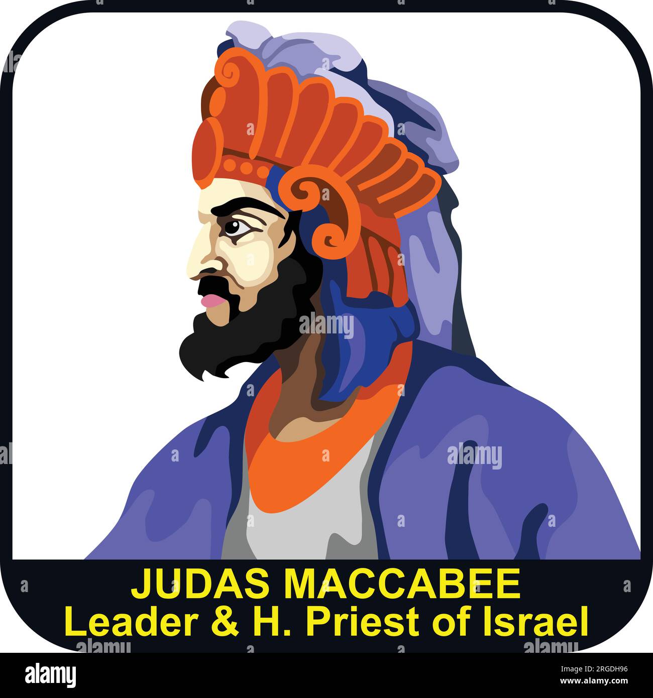Judas Maccabee 2nd Leader of Israel Maccabee & 45th High Priest of Israel Stock Vector
