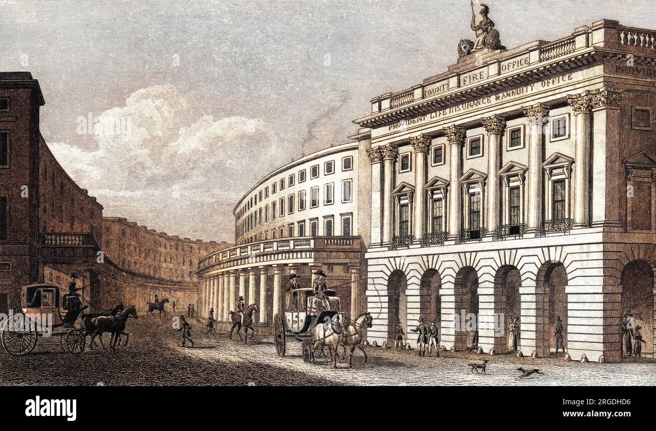 Regent Street from Piccadilly. London, England. After an engraving