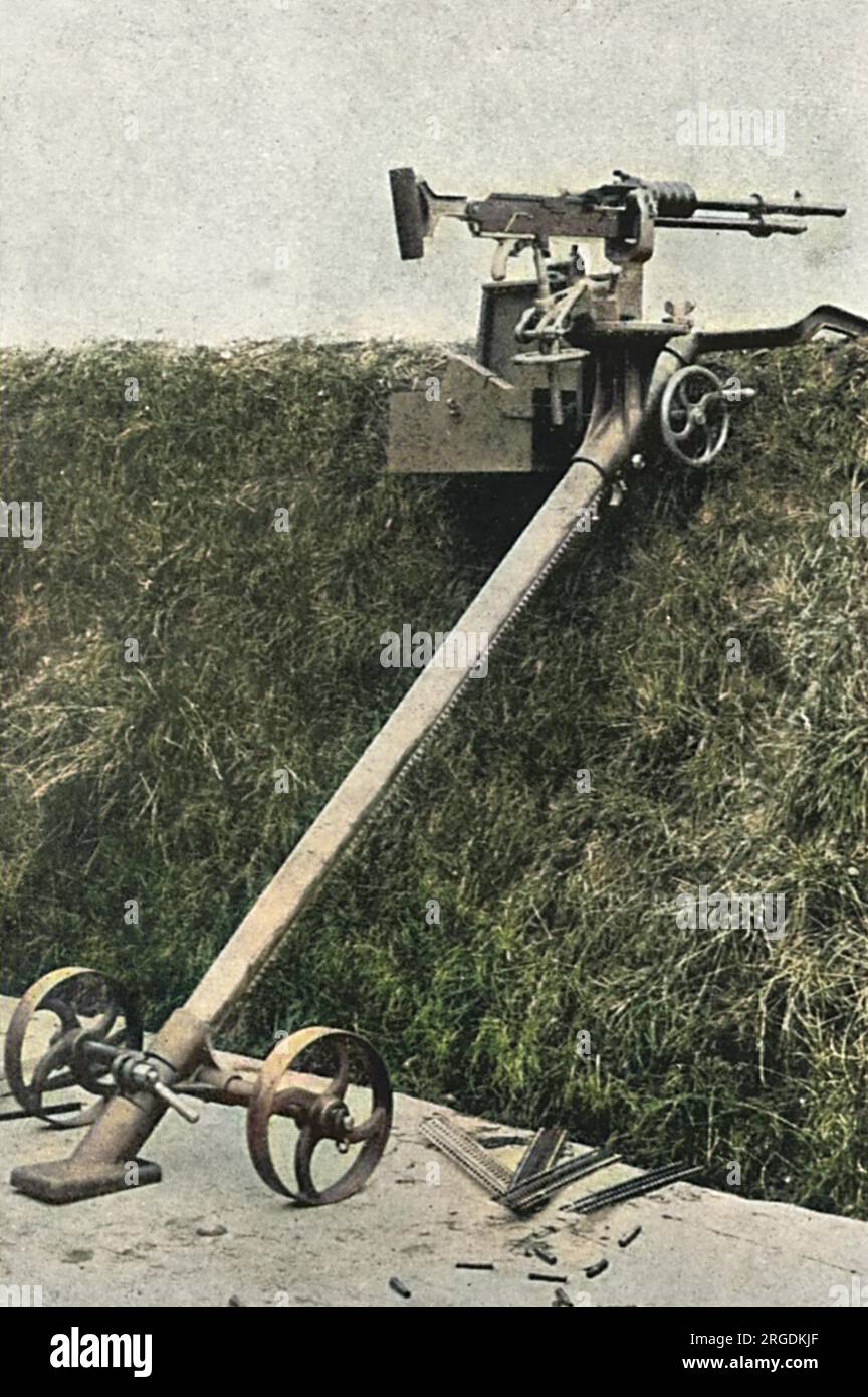 Hotchkiss machinegun on a parapet mounting, adapted for use as a