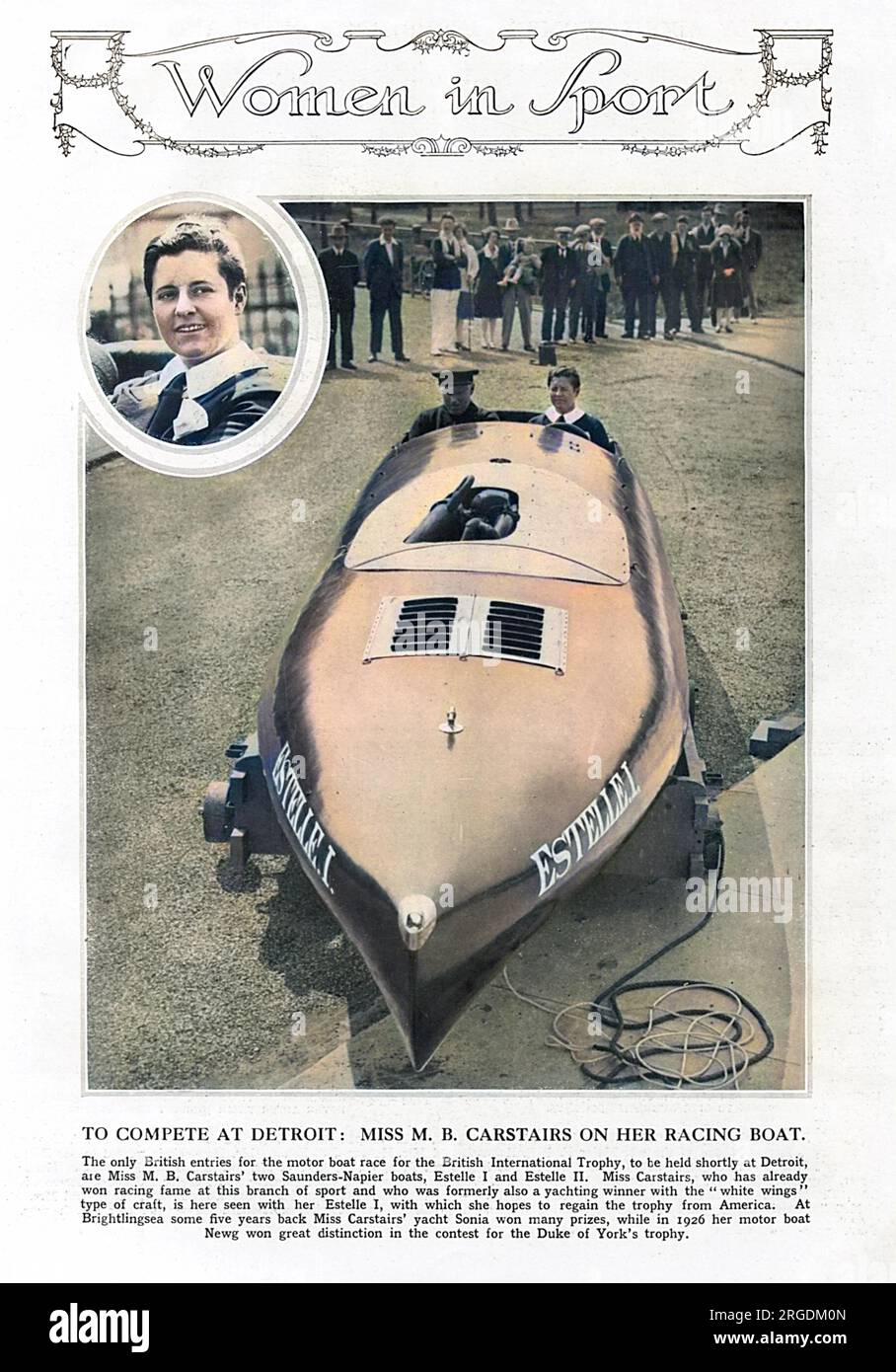 Miss Marion Barbara Carstairs, known as Betty, with her racing boat