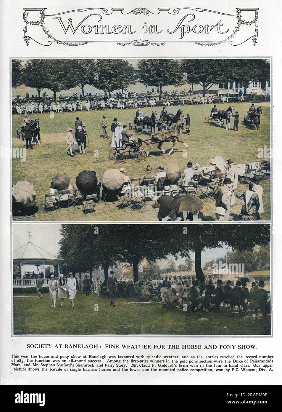 A horse and pony show at polo club and society pleasure gardens, Ranelagh in Barnes, South West London in 1928. Stock Photo