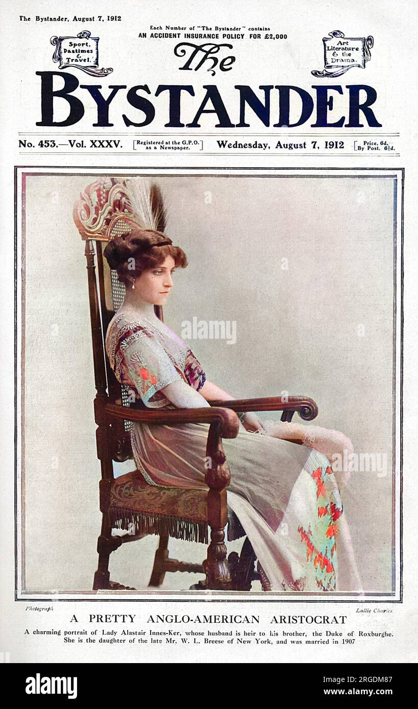 Lady Alastair Innes-Ker (born 1885) formerly Miss Anne Breese, daughter of Mr William Lawrence Breese of New York.  She married Lord Alastair, who was the brother of the Duke of Roxburghe, in 1907.  The Duchess of Roxburghe was also a wealthy American heiress. Stock Photo