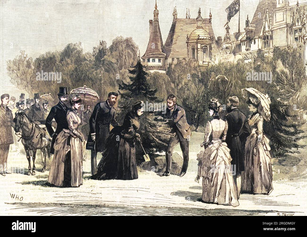 Queen Victoria at Waddesdon Manor, Buckinghamshire planting a tree in