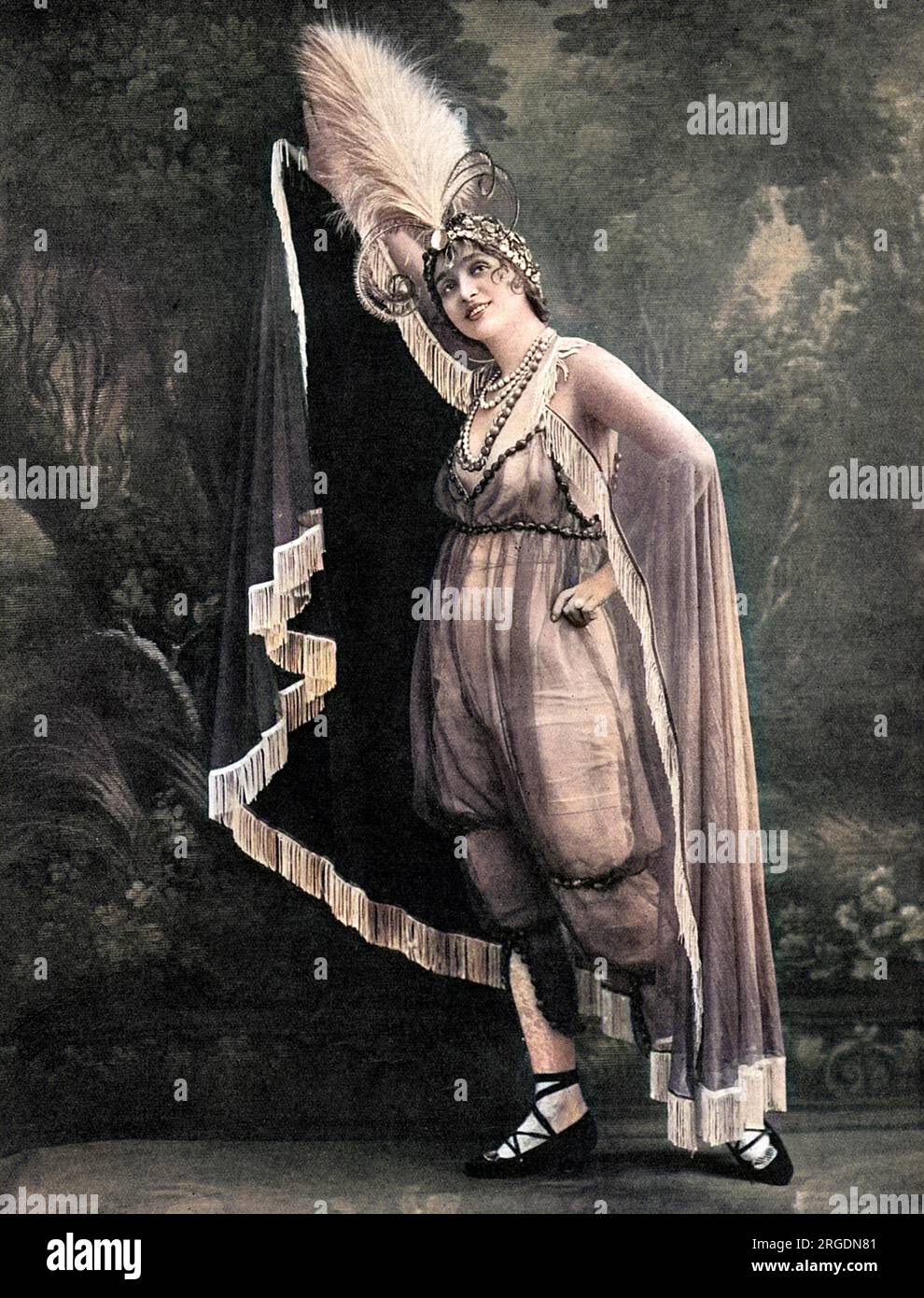 Gaby Deslys (1884 - 1920), French actress, music hall artiste and sometime lover of King Manuel II of Portugal, pictured in 1913 when she was appearing in 'The Passing Show,' at the Palace Theatre.  When war broke out, Gaby was in Ostend but managed to make her way to England. Stock Photo