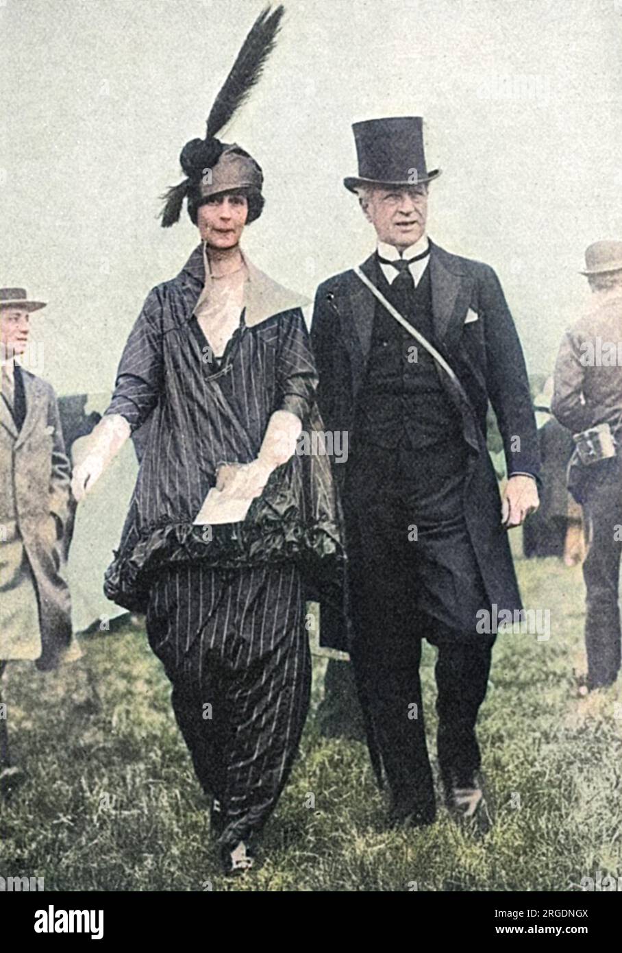 Consuelo Vanderbilt (1877 - 1964), American heiress and first wife of  Charles Spencer-Churchill, 9th Duke of Marlborough pictured with a friend  at the Epsom Derby in 1914. She married the duke in