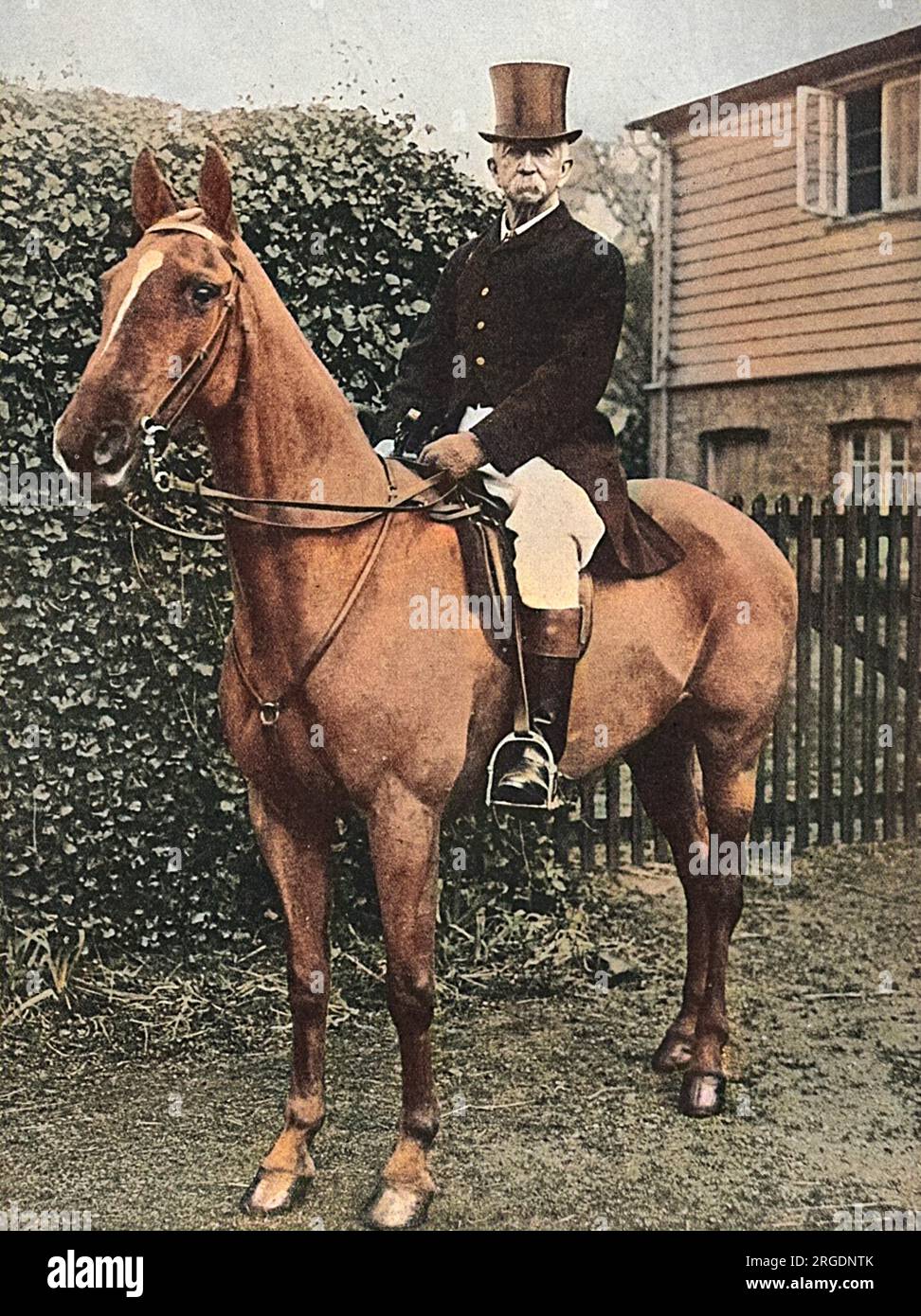 Field-Marshal Sir Evelyn Wood, V.C., (1838-1919), British military commander, still riding to hounds in Essex, where he was a well-known figure,  at the age of seventy-eight Stock Photo