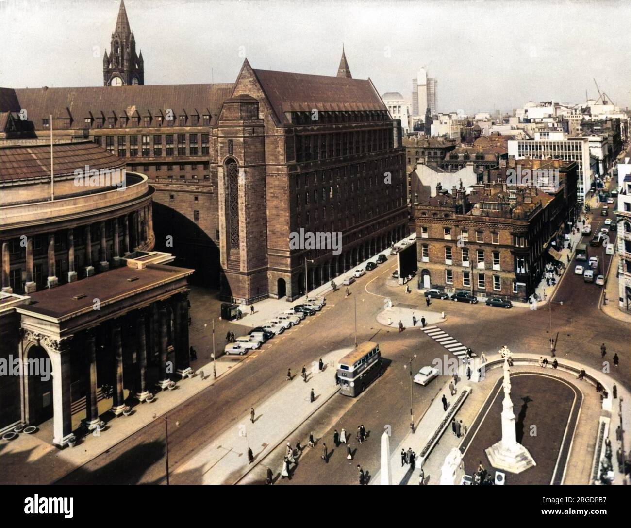An elevated view of the centre of the city of Manchester, England. Stock Photo