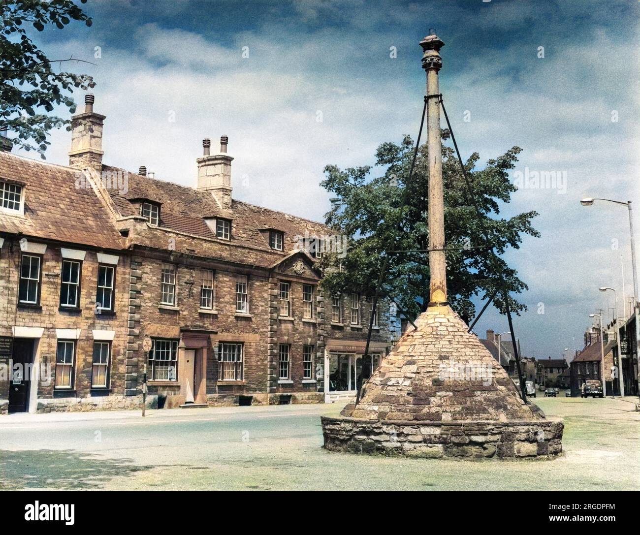 The ancient market cross at Higham Ferrars, Northamptonshire, England. Stock Photo