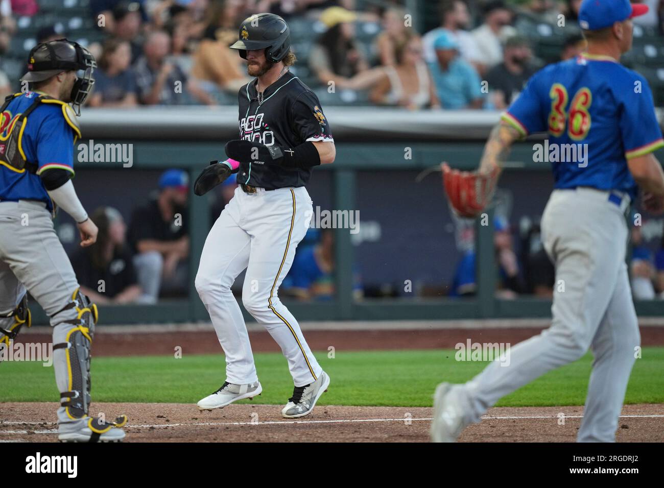 August 5 2023: Salt Lake right fielder Jared Walsh (36) makes a play during  the game with El Paso Chihuahuas and Salt Lake Bees held at Smiths Field in Salt  Lake Ut.