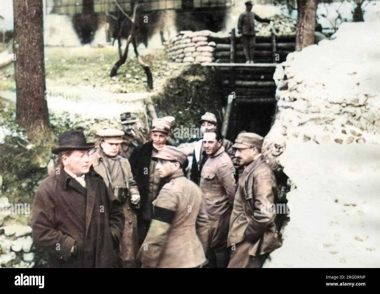 General Giuseppe (nickname Peppino) Garibaldi (18791950), in a trench with others, including an