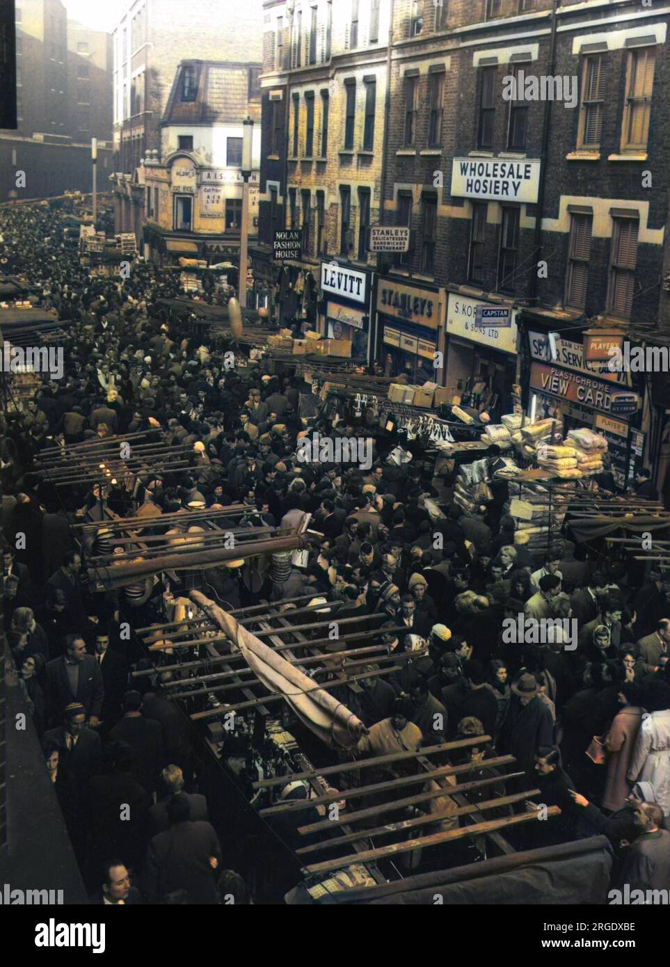 Crowds at a street market in London. Stock Photo