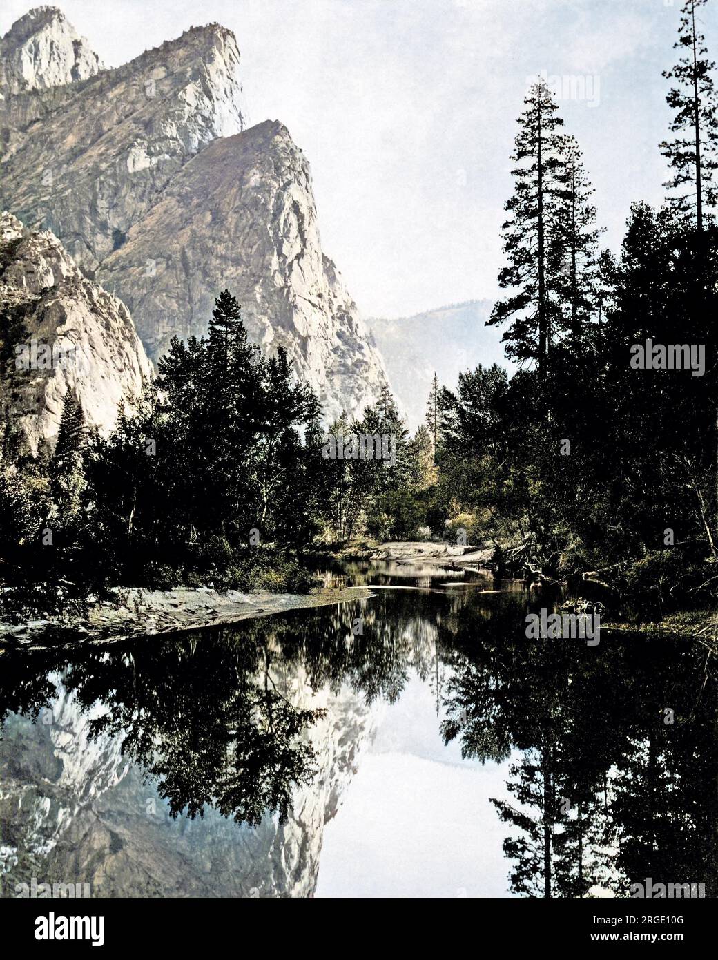 Three Rivers Distance From Merced Ca The Three Brothers and River Merced, Yosemite, California Stock Photo ...