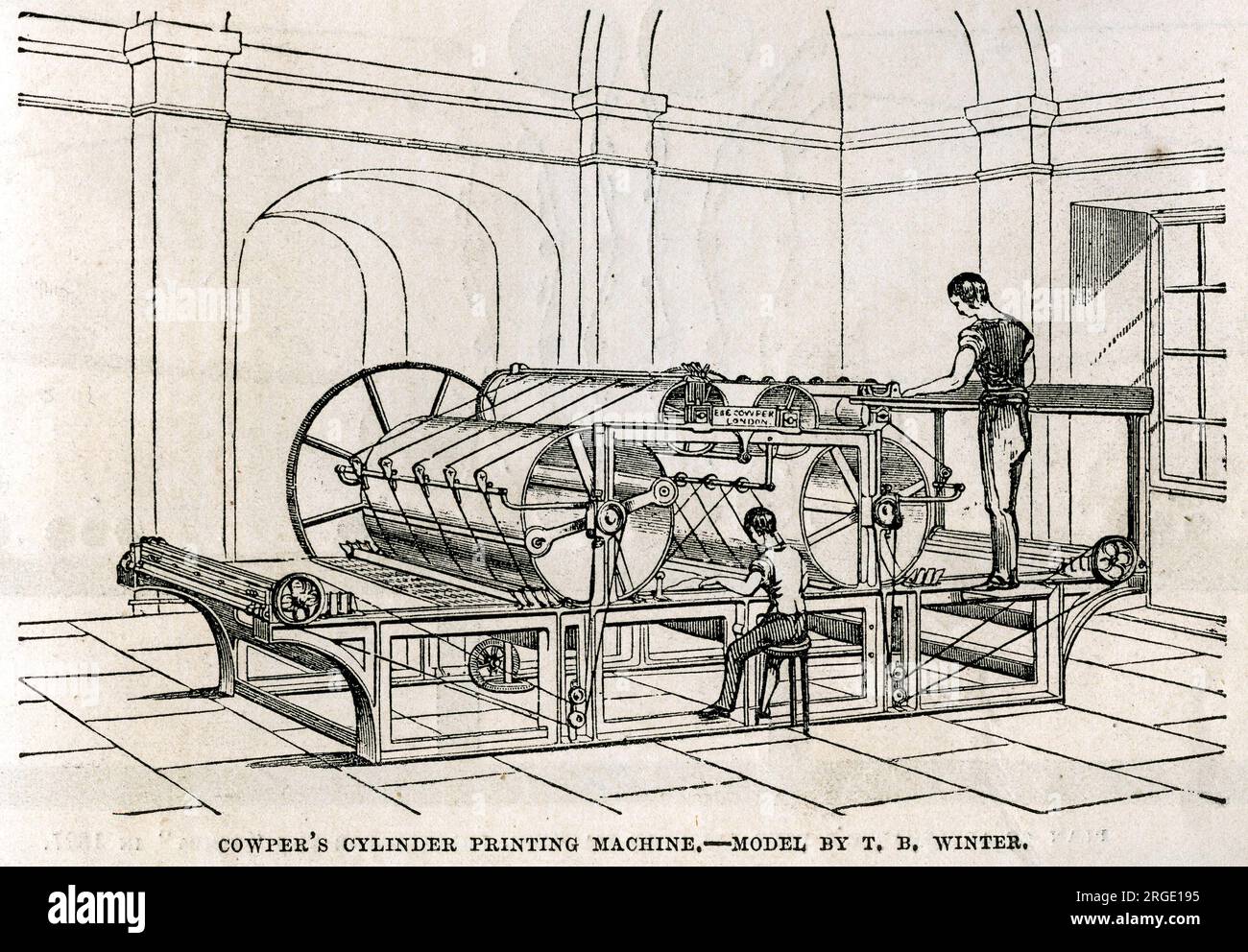 Cowpers Cylinder Printing Machine Stock Photo
