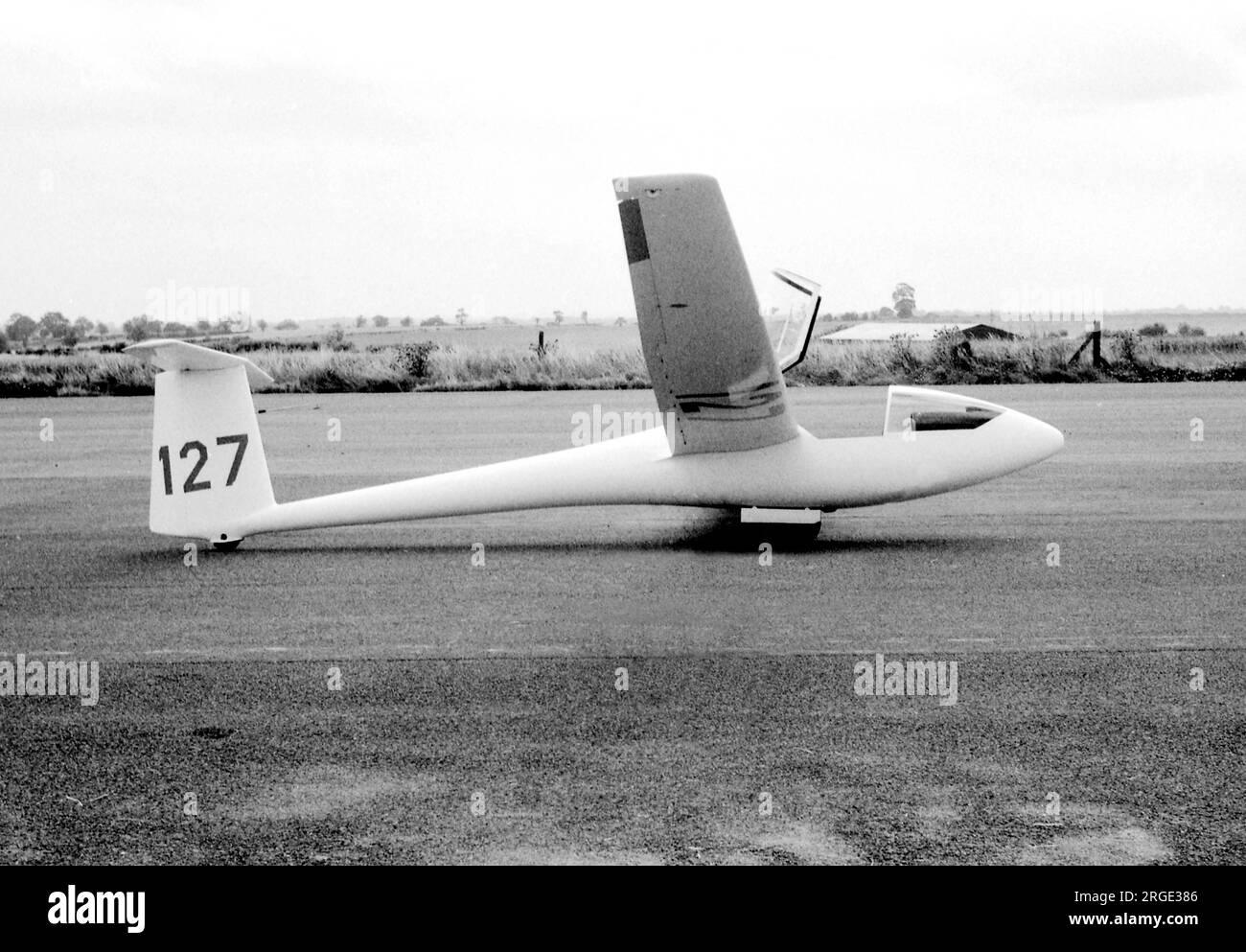 Glasflugel 206 Hornet '127', at a gliding club in the UK. The Standard-Class Hornet was a development of the Club Libelle, introducing trailing edge airbrakes. Stock Photo