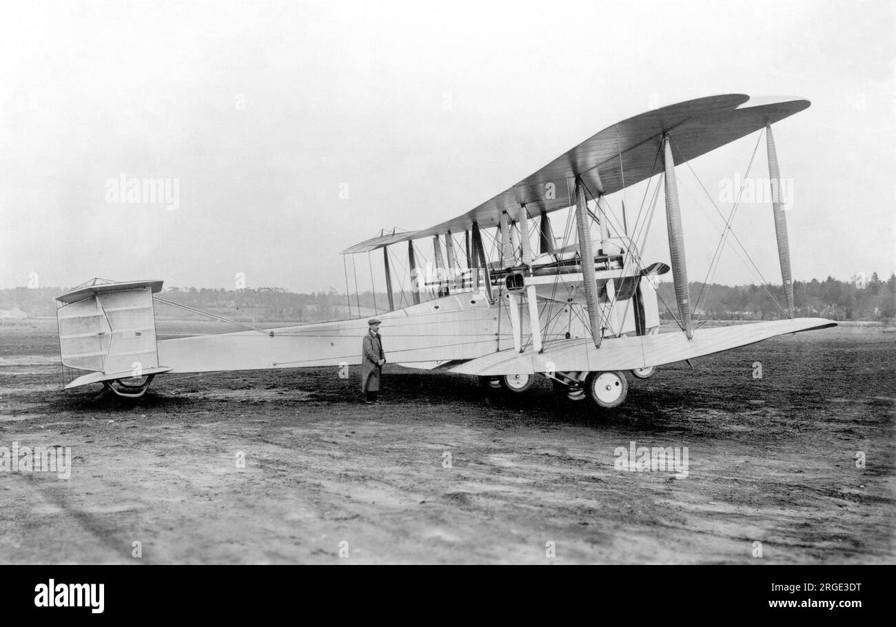 Vickers Vimy The aircraft used by Alcock & Brown to fly the Atlantic ocean non-stop, seen in Newfoundland, before the attempt. Stock Photo