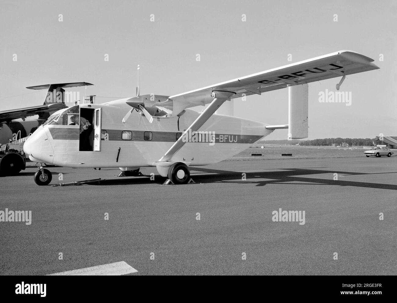 Short Skyvan 3M-100 G-BFUJ (msn SH.1960), at the SBAC Farnborough International Airshow, in September 1978. Stock Photo