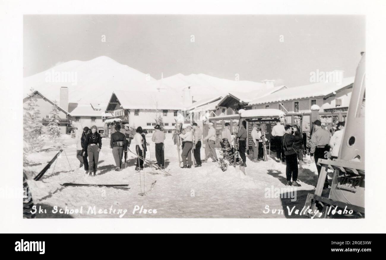 Sun Valley, Idaho, USA - Ski School Meeting Place. Stock Photo