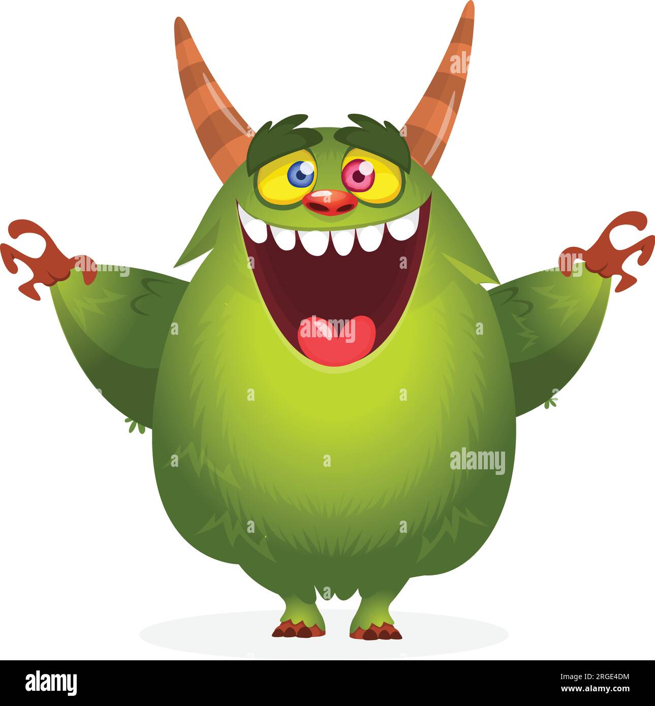 Funny cartoon smiling furry monster character. Illustration of cute and ...
