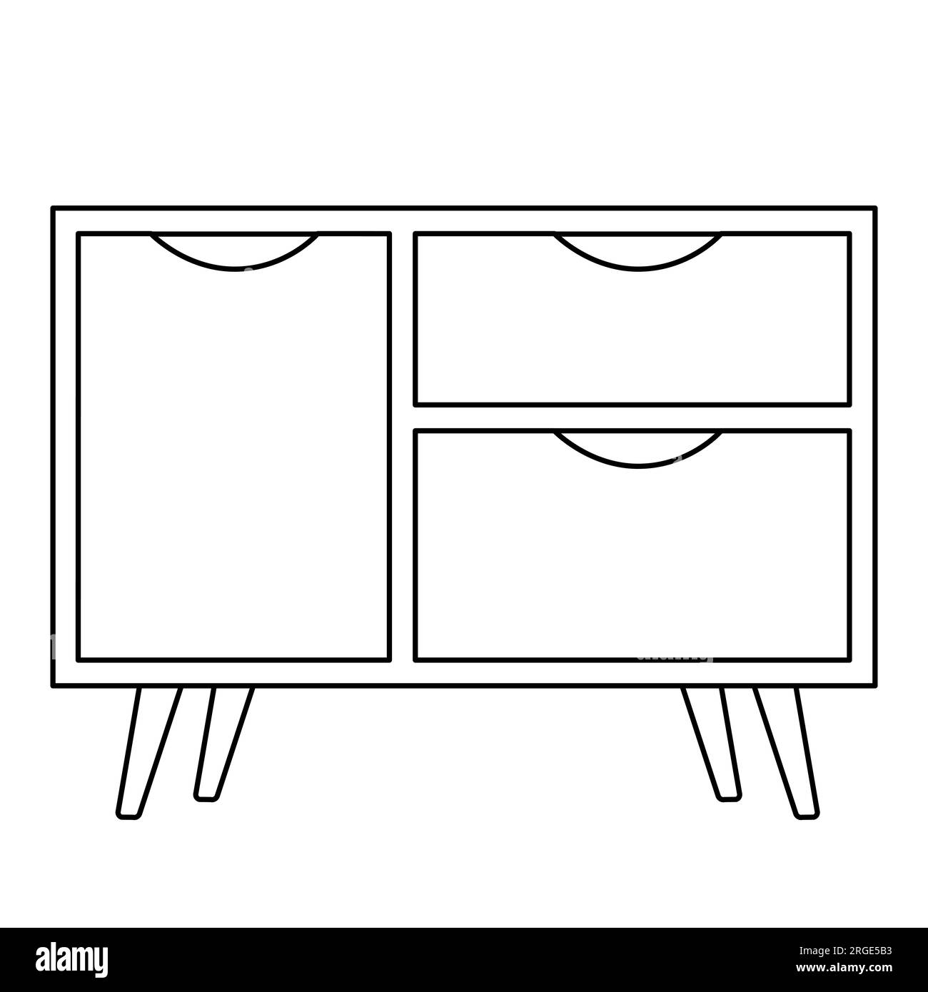 Bedside table or nightstand, doodle style flat vector outline