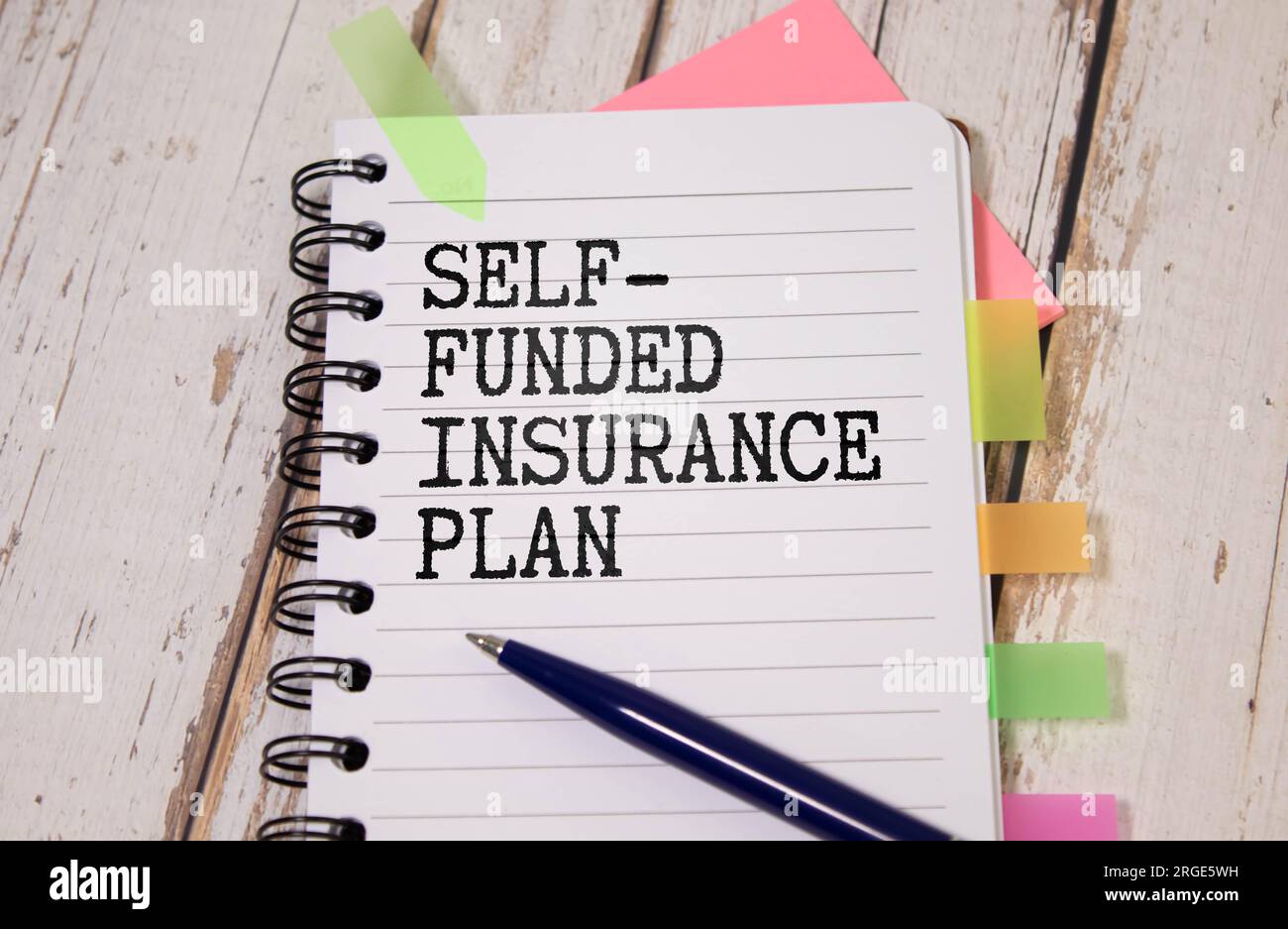 Self Funded Insurance text quote on card, concept background Stock Photo