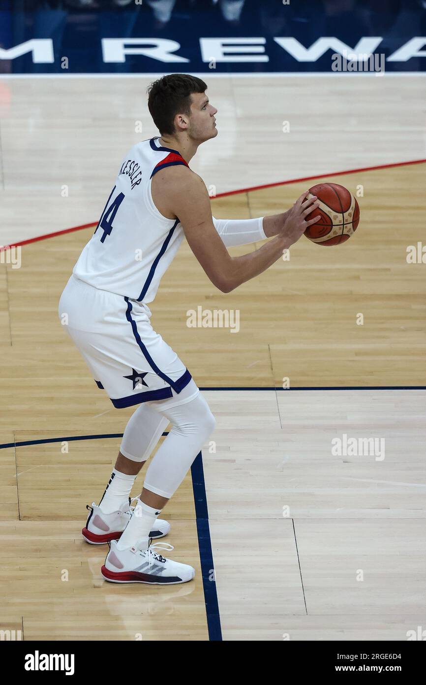 August 7, 2023 USA center Walker Kessler (14) shoots a free throw