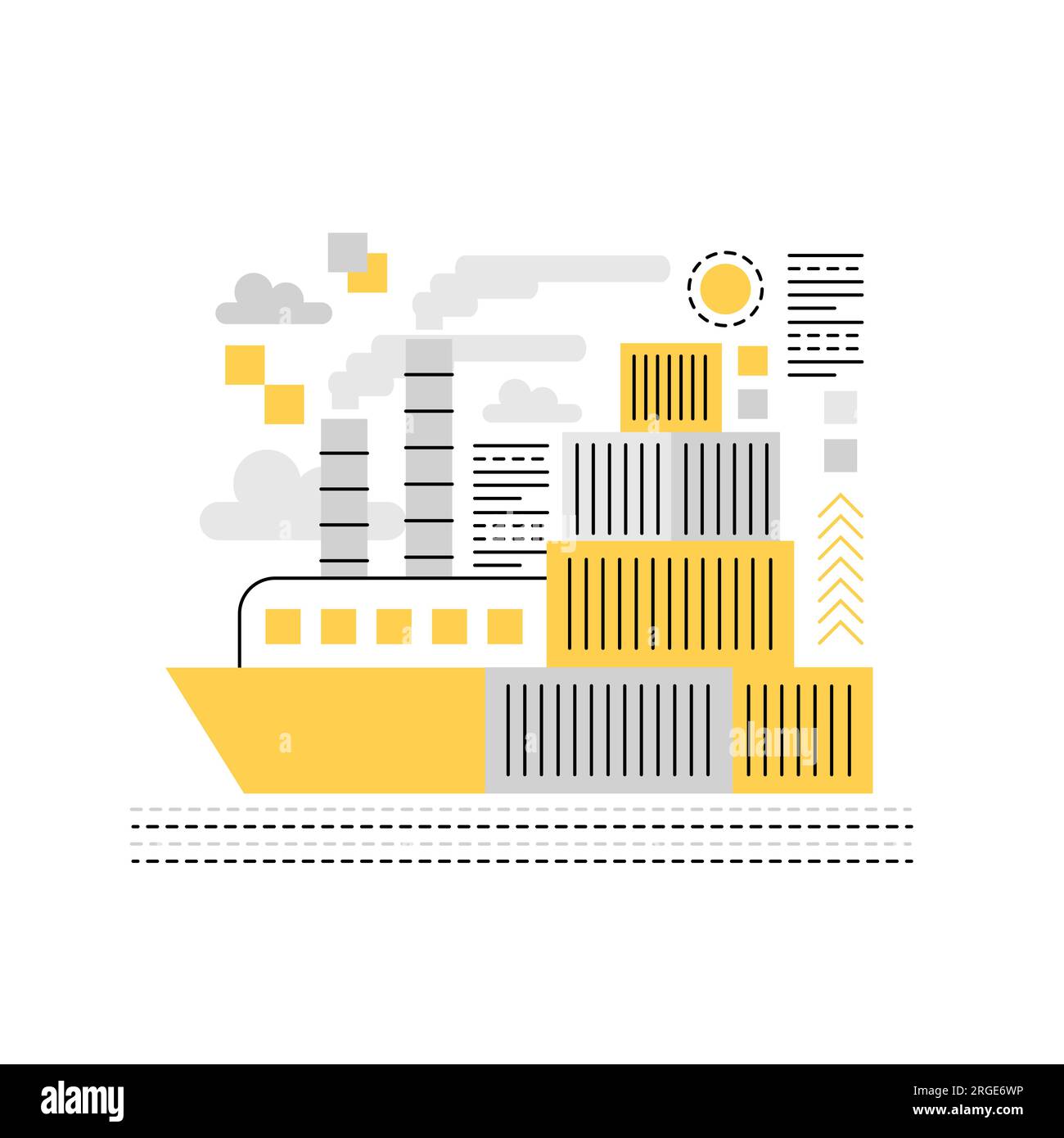 Cargo ship transportation. Logistical cargo boat, maritime shipping vector illustration Stock Vector