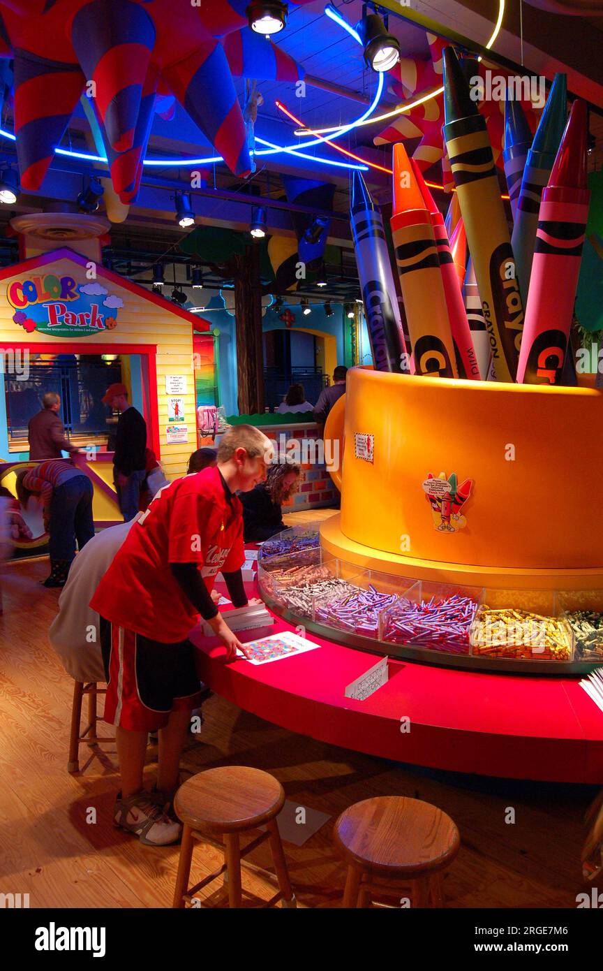 A family enjoys some creative time at the Crayola Factory in Easton